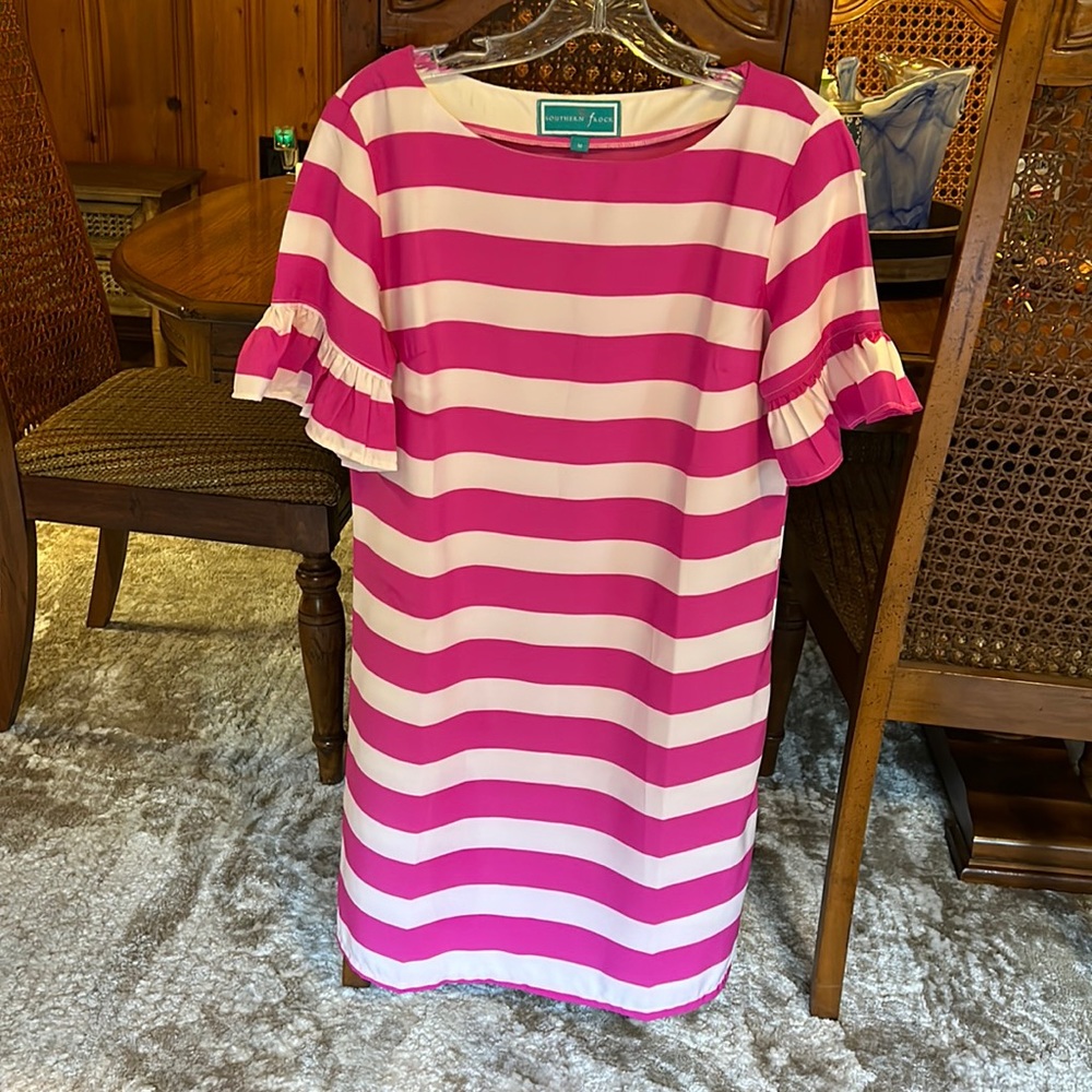 Southern Frock pink and white striped dress